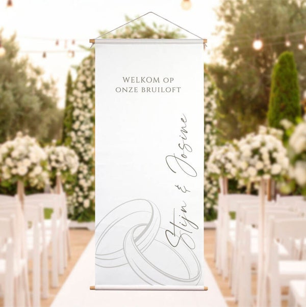 Welkomstbanner bruiloft | Ringen