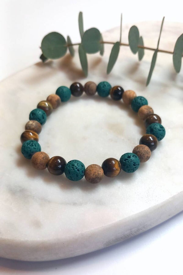 Natural Stone Beads - Green & Brown