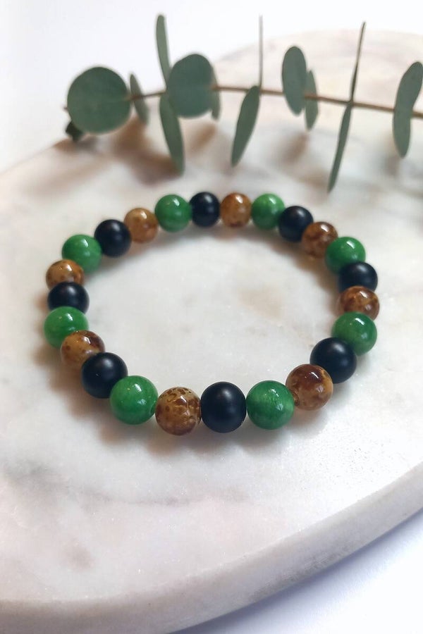 Natural Stone Beads - Black, Mixed Brown & Green