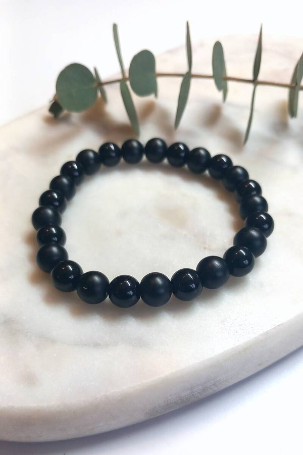 Natural Stone Beads - Black & Matt Black