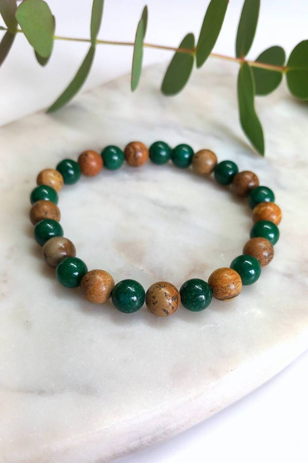 Natural Stone Beads - Brown & Green