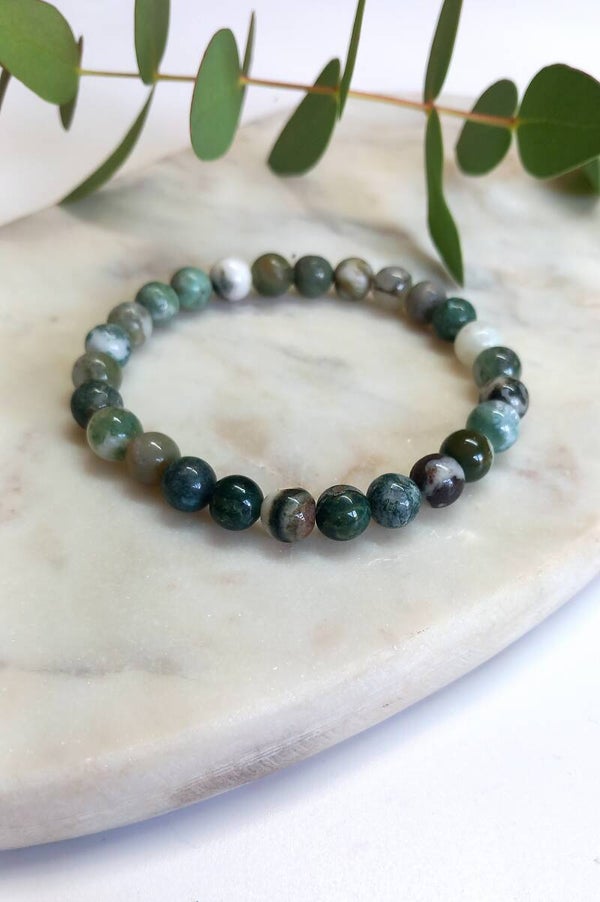 Natural Stone Beads - Green & White
