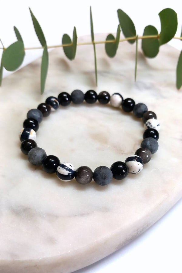 Natural Stone Beads - Black, Grey & White