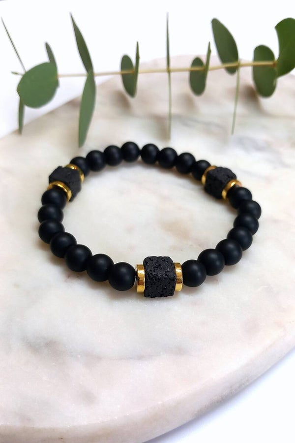 Natural Stone Beads - Black Square & Onyx