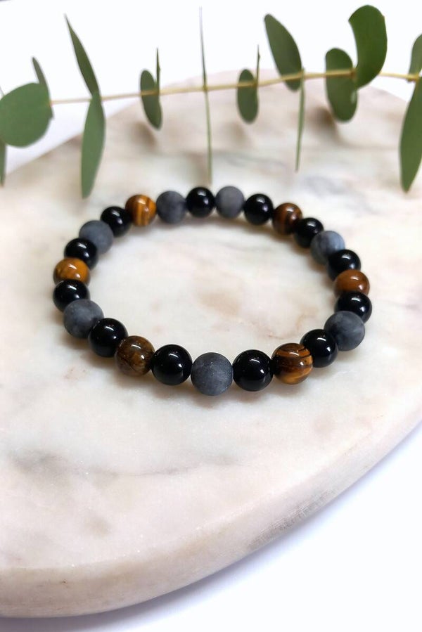 Natural Stone Beads - Black, Grey & Brown