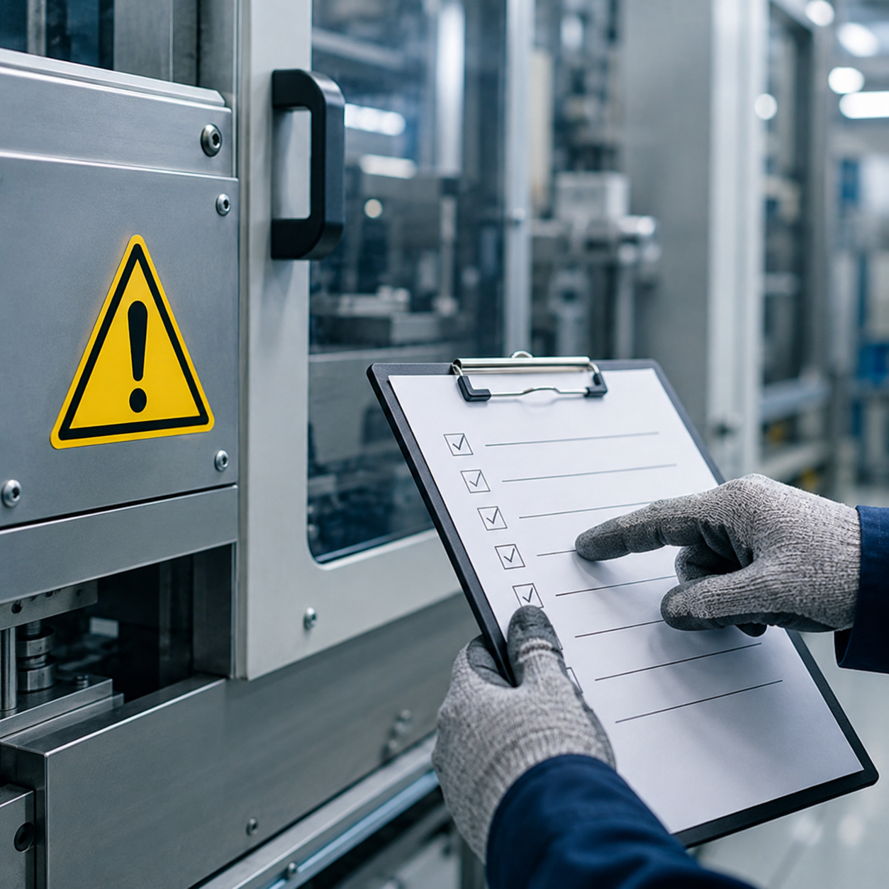 Prüfung einer industriellen Maschine anhand einer Sicherheitscheckliste