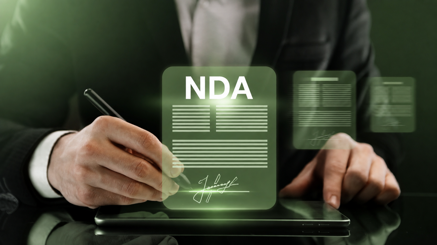 Digitale Vertraulichkeitsvereinbarung mit der Aufschrift NDA