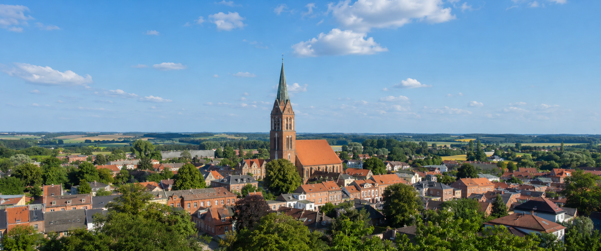 Illustrative Stadtansicht von Grevesmühlen in Nordwestmecklenburg