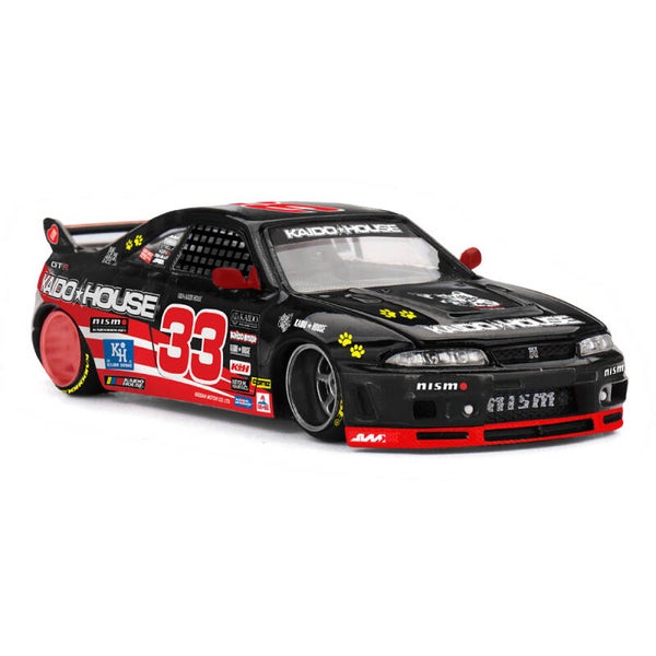 KIADO HOUSE x MINI GT 1/64 NISSAN SKYLINE GT-R R33 BLACK KAIDO CAT