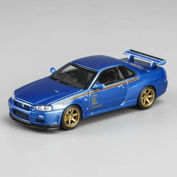 NEW MOTORHELIX 1/64 NISSAN SKYLINE GT-R R34 V SPEC CUSTOM BAYSIDE BLUE H.K.T.C.S 2026