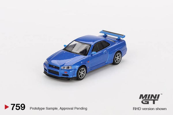 MINI GT 1/64 NISSAN  SKYLINE GT-R R34 V-SPEC BAYSIDE BLUE RHD
