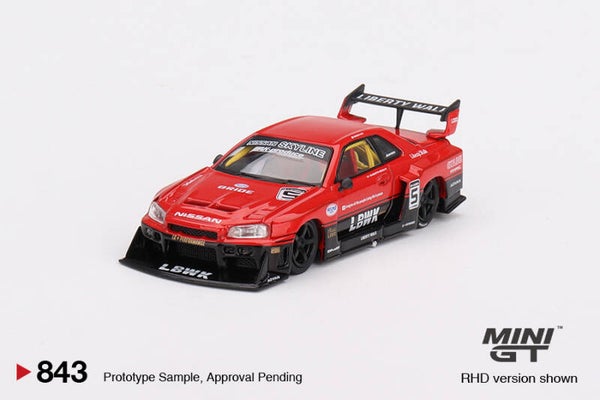 (BLISTER PACK) MINI GT 1/64  NISSAN LB-ER34 SUPER SILHOUETTE SKYLINE ADVAN RHD