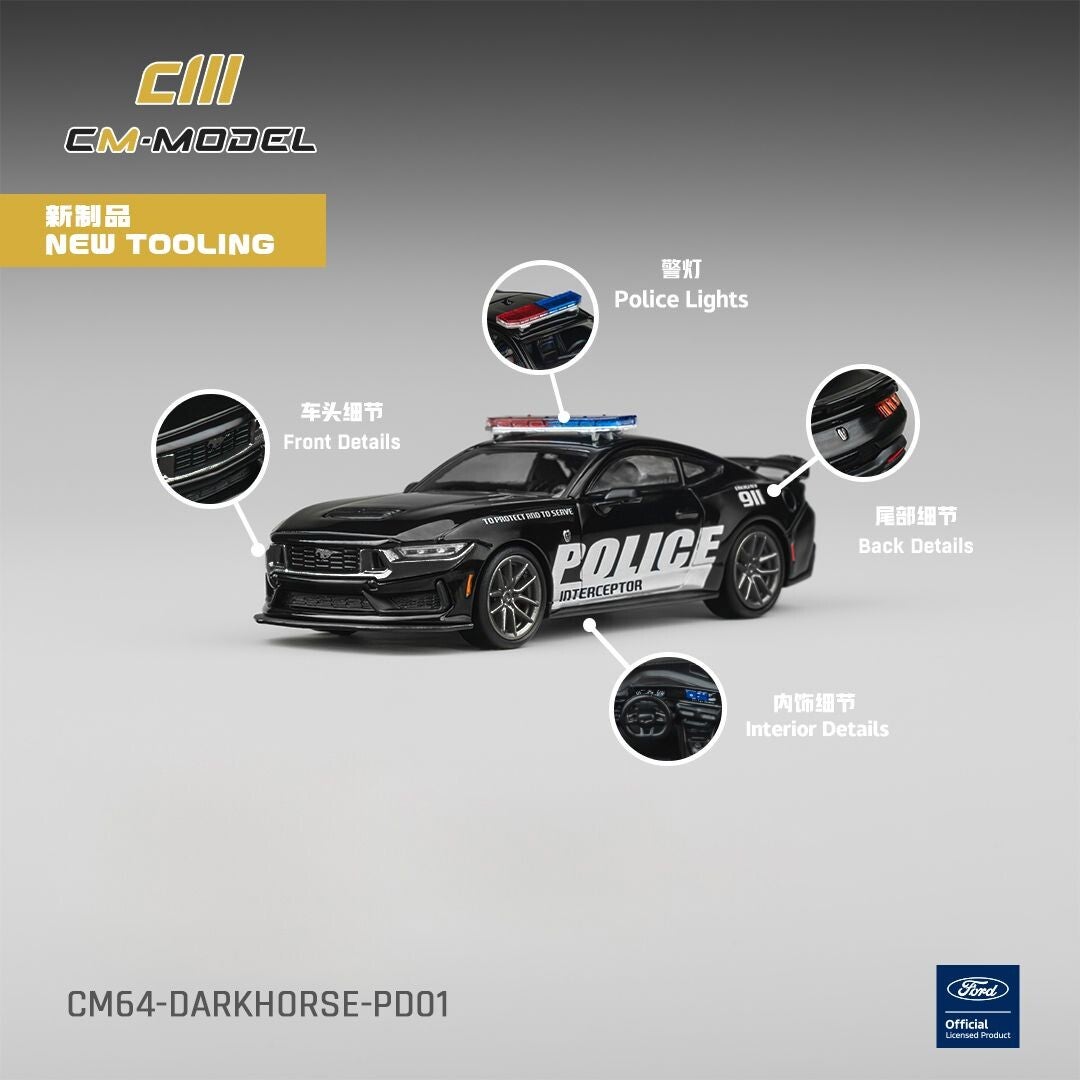 CM MODELS 1/64 FORD MUSTANG DARKHORSE POLICE CAR