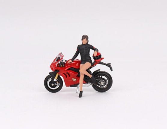 MINI GT 1/64  DUCATI PANIGALE V4S MOTORCYCLE WITH GIRL RIDER