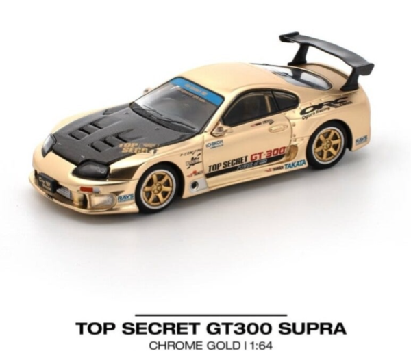 POP RACE 1/64 TOP SECRET GT300 SUPRA CHROME GOLD CARBON BONNET