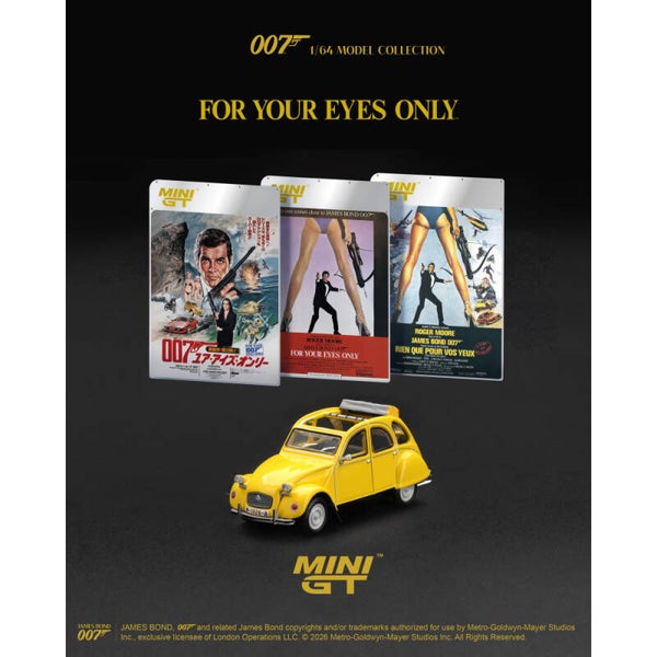 ☆ PRE  ORDER ☆ MINI GT 1/64 JAMES BOND 007 CITROEN 2CV FOR YOUR EYES ONLY  ☆ ENGLISH ☆ R.H.D