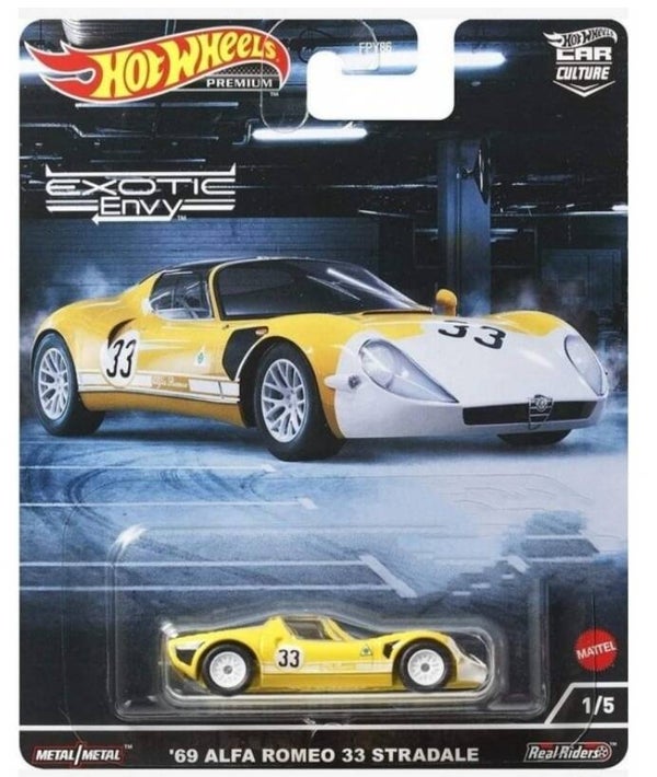HOT WHEELS PREMIUM 1/64 CAR CULTURE EXOTIC ENVY '69 ALFA ROMEO 33 STRADALE