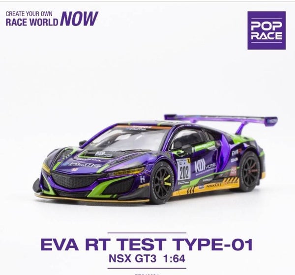 POP RACE 1/64 HONDA NSX GT3 EVA RT TEST TYPE-01 KCMG NO