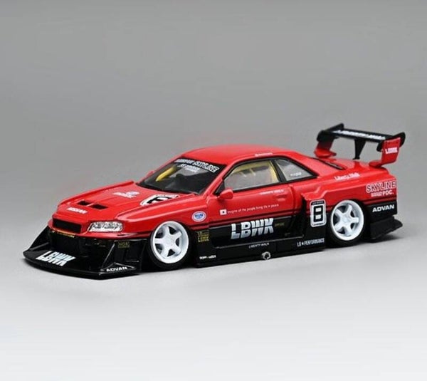CM MODELS 1/64 LB-ER34 SUPER SILHOUETTE NISSAN SKYLINE + EXTRA SET OF WHEELS AND TYRES