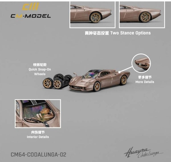 CM MODELS 1/64 PAGANI HUAYRA CODALUNGA + EXTRA SET OF WHEELS AND TYRES