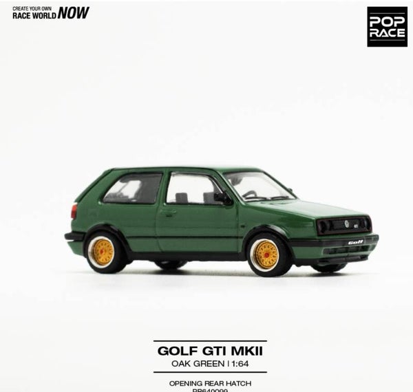 POP RACE 1/64 VOLKSWAGEN GOLF GTI MK2 OAK GREEN