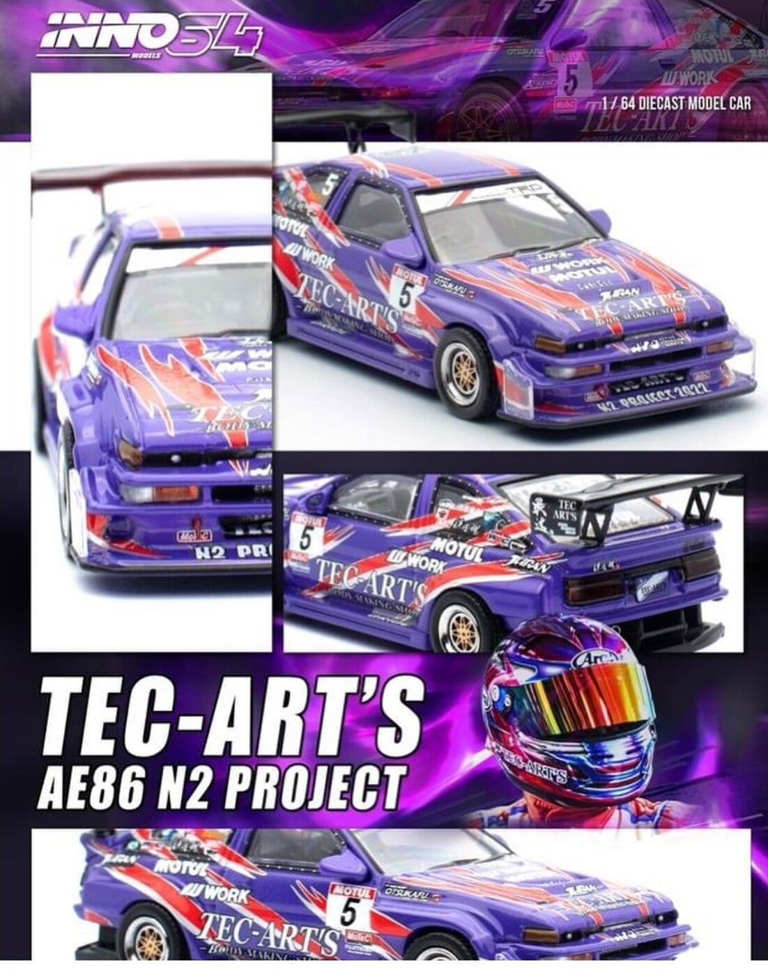 INNO64 1/64 TOYOTA SPRINTER TRUENO AE86 N2 PROJECT BY TEC-ART2024