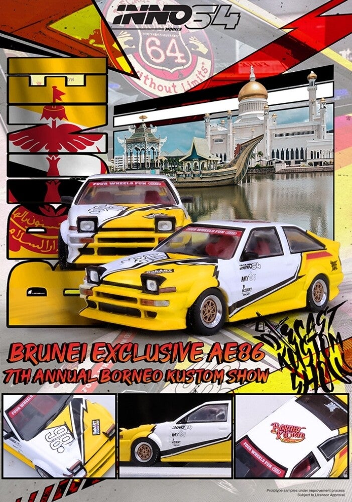 INNO64 1/64 TOYOTA SPRINTER TRUENO AE86 BRUNEI DIECAST KUSTOM SHOW 2024