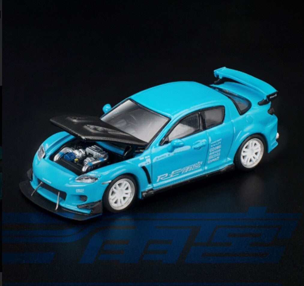 POP RACE 1/64 RE-AMEMIYA MAZDA RX-8 LIGHT BLUE TOKYO AUTO SALON 2026