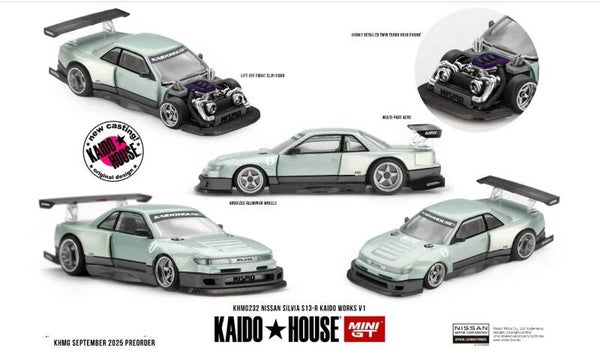 ☆ PRE ORDER ☆  MINI GT 1/64 KIADO HOUSE NISSAN SILVIA S13-R KIADO WORKS V1