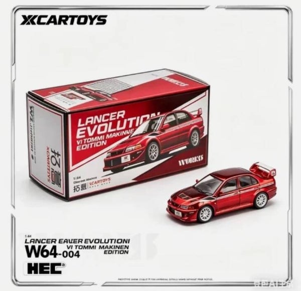 POP RACE x XCAR TOYS 1/64 MITSUBISHI LANCER EVO VI TOMMI MAKINEN EDITION RED CHROME HEC 2026