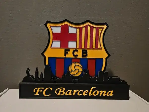 FC Barcelona met de skyline van Barcelona