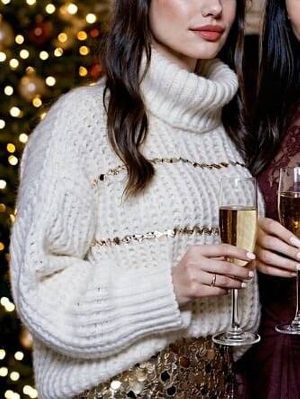 Grof gebreide coltrui pailletten