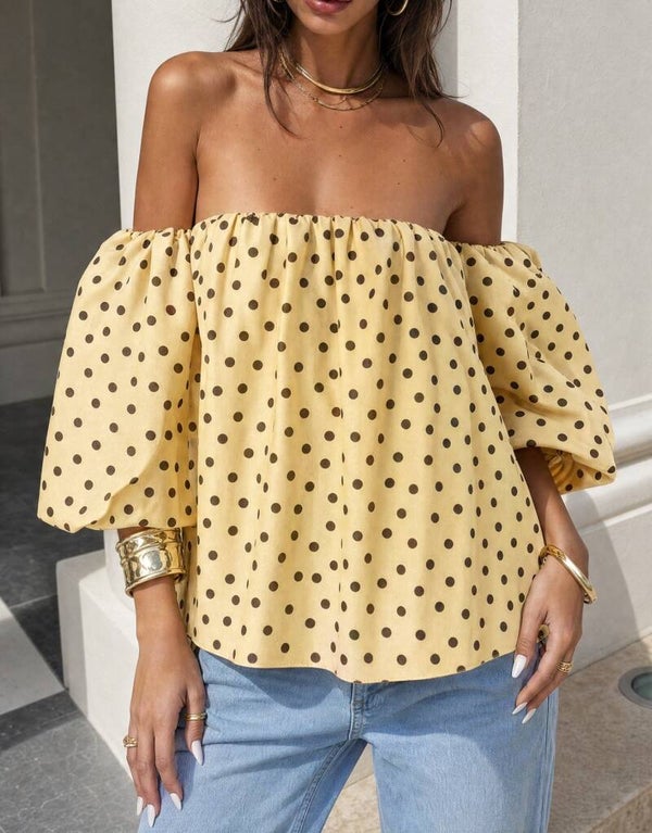 Off-Shoulder Polka Dot Top