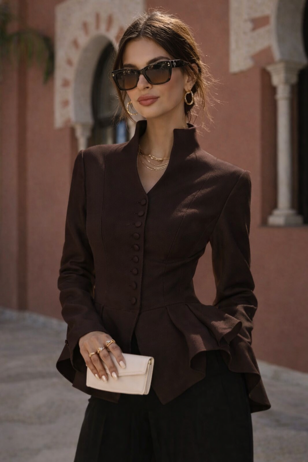 Elegante getailleerde blazer - bruin
