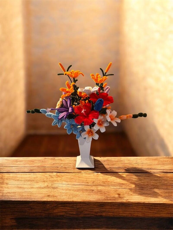 Handmade Mixed Flower Vase – Vibrant Forever Flowers Home Décor Gift