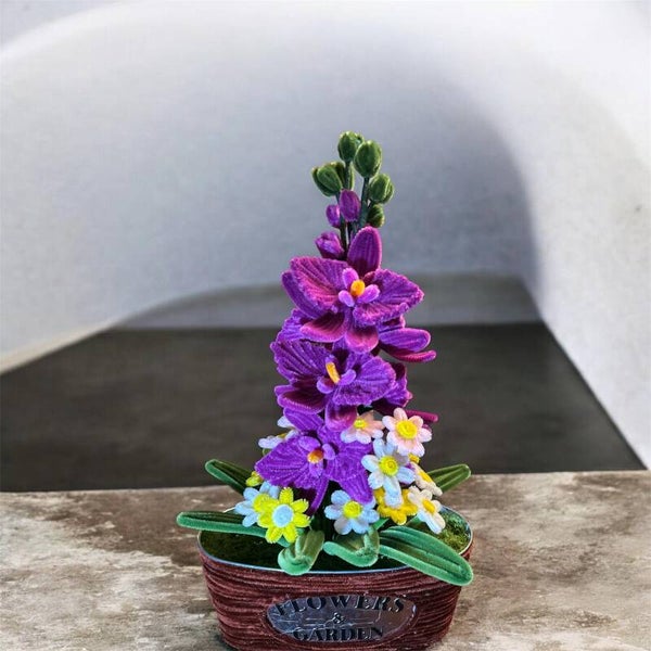 Handmade Orchid Arrangement in Pot – Forever Flowers Home Décor Gift