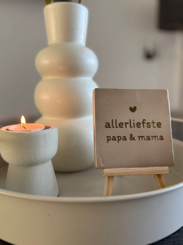 Tegel met tekst - allerliefste papa & mama -