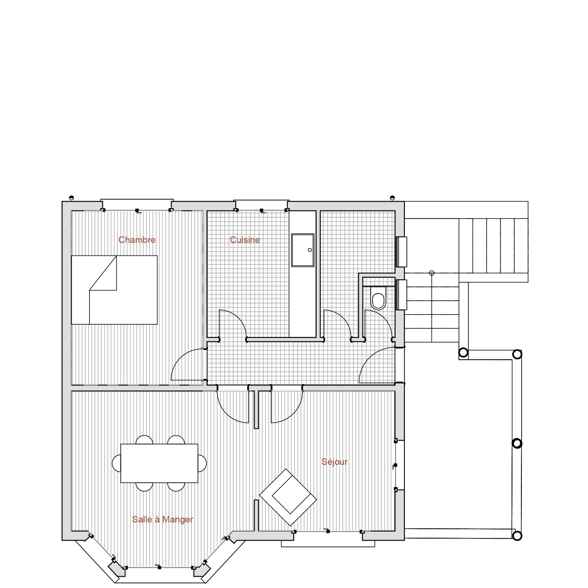 Plans de la maison  avant rénovation et d'extension