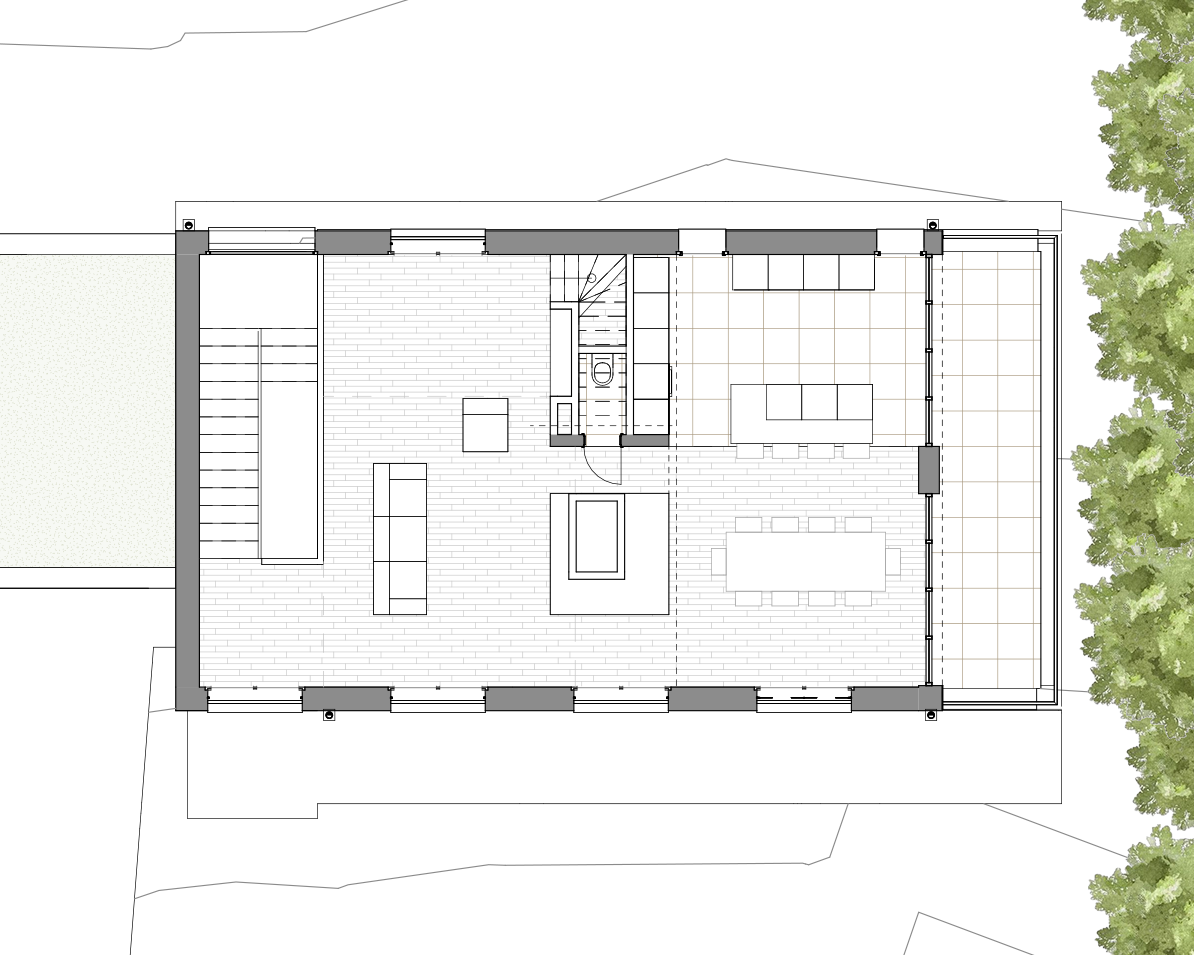 •	Plan d’aménagement des pièces de vie d’une maison familiale
