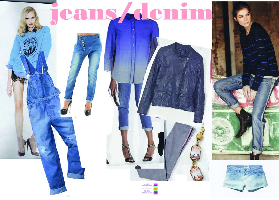 Styliste freelance streetwear, planche tendances denim, design jean urbain