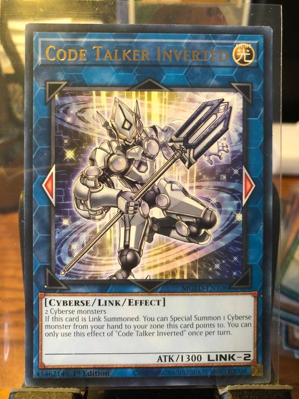 Rare - Yu-Gi-Oh! - Code Talker Inverted - MGED-EN106 - Cyberse/Link/Effect - Light - Monster Card