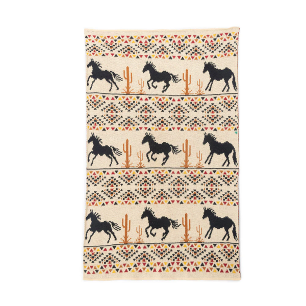 Katoen western keukendoek paarden natuur