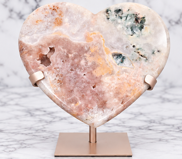 Pink Amethyst Druzy Heart on Stand