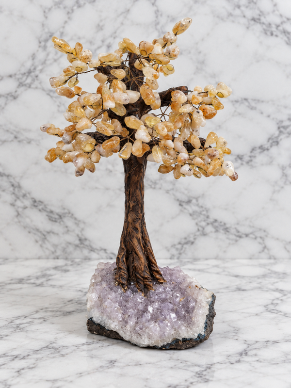 Citrine Crystal Tree on Amethyst Base