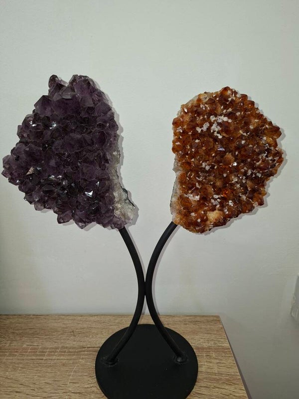 Amethyst & Citrine Cluster on Stand