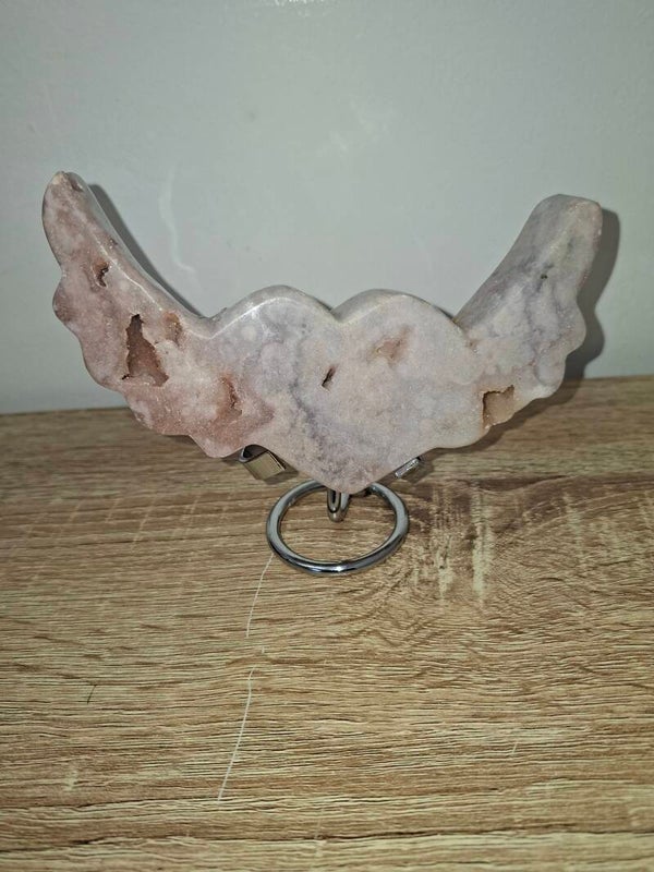 Pink Amethyst Heart with Wings