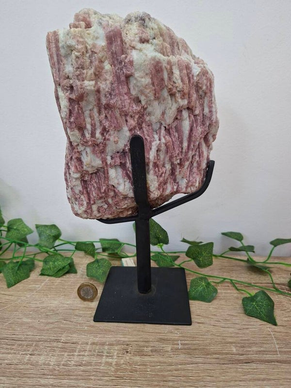 Pink Tourmaline in Matrix on Stand