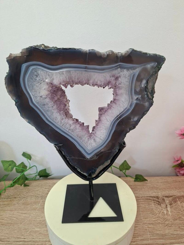 Amethyst Geode Slice on Stand