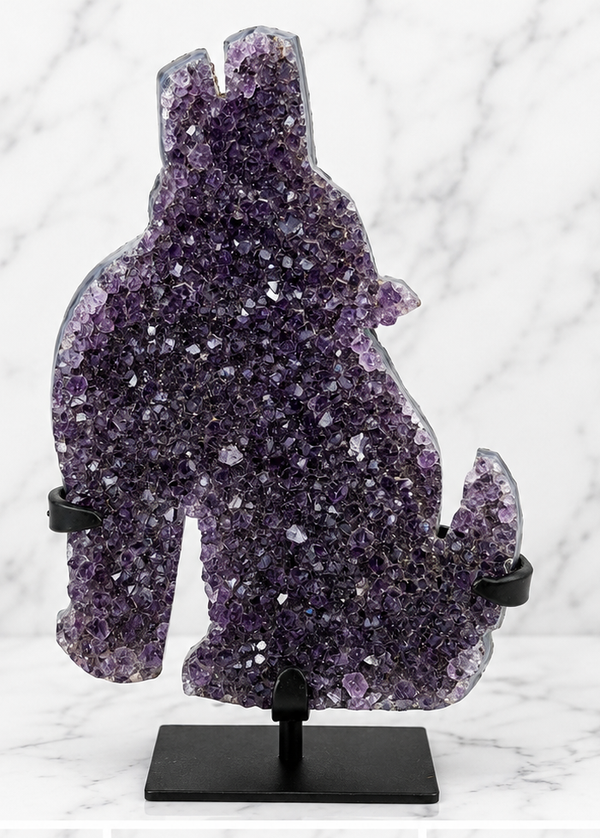 Amethyst on Stand Wolf Shaped