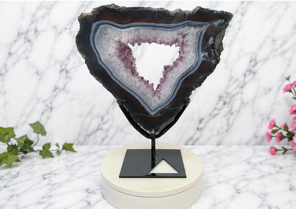 Amethyst Geode Slice on Stand